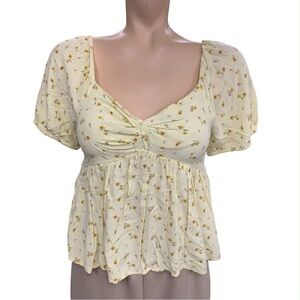 American Eagle Outfitters Yellow Floral Blouse Size S